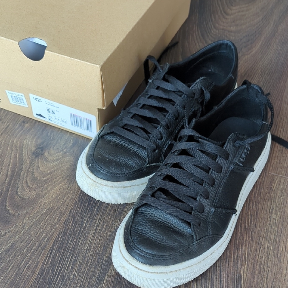 UGG Black Leather Women's Sneakers